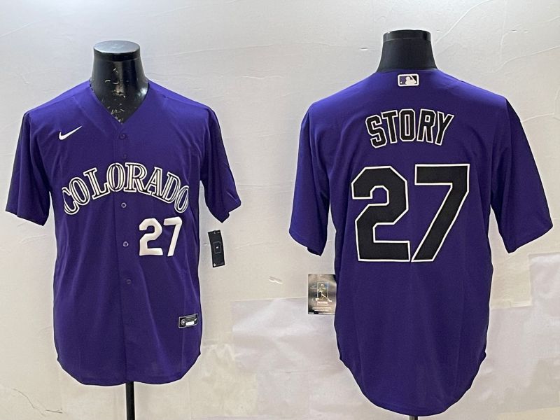 Men Colorado Rockies #27 Story Purple Game 2025 Nike MLB Jersey style 3